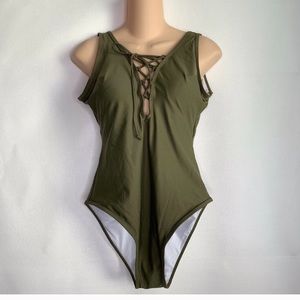 CupShe Be An Optimist lace up one piece swimsuit